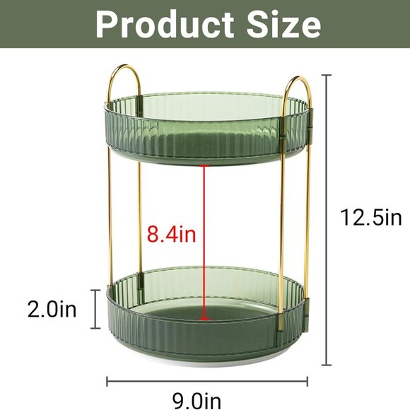 360 Rotating Makeup Organizer for Vanity 2 Tier Large Capacity Organizer Bathroo - Picture 5 of 8